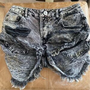 One Teaspoon Monochrome Acid Wash Denim Shorts